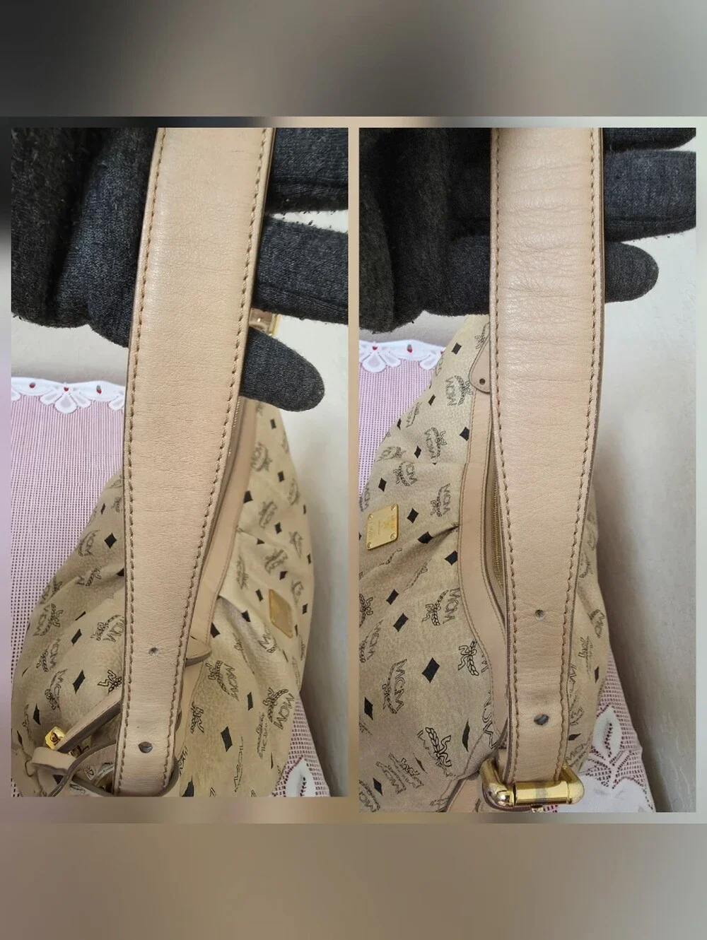 MCM Large Hobo Bag With Padlock And Keys And Authenticity Card